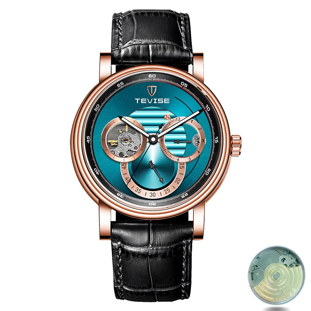 Relógio mecânico masculino totalmente automático Tourbillon Hollow Timing Dial masculino à prova d'água Noctilucente Simples Relógio mecânico empresarial Relógio pessoal