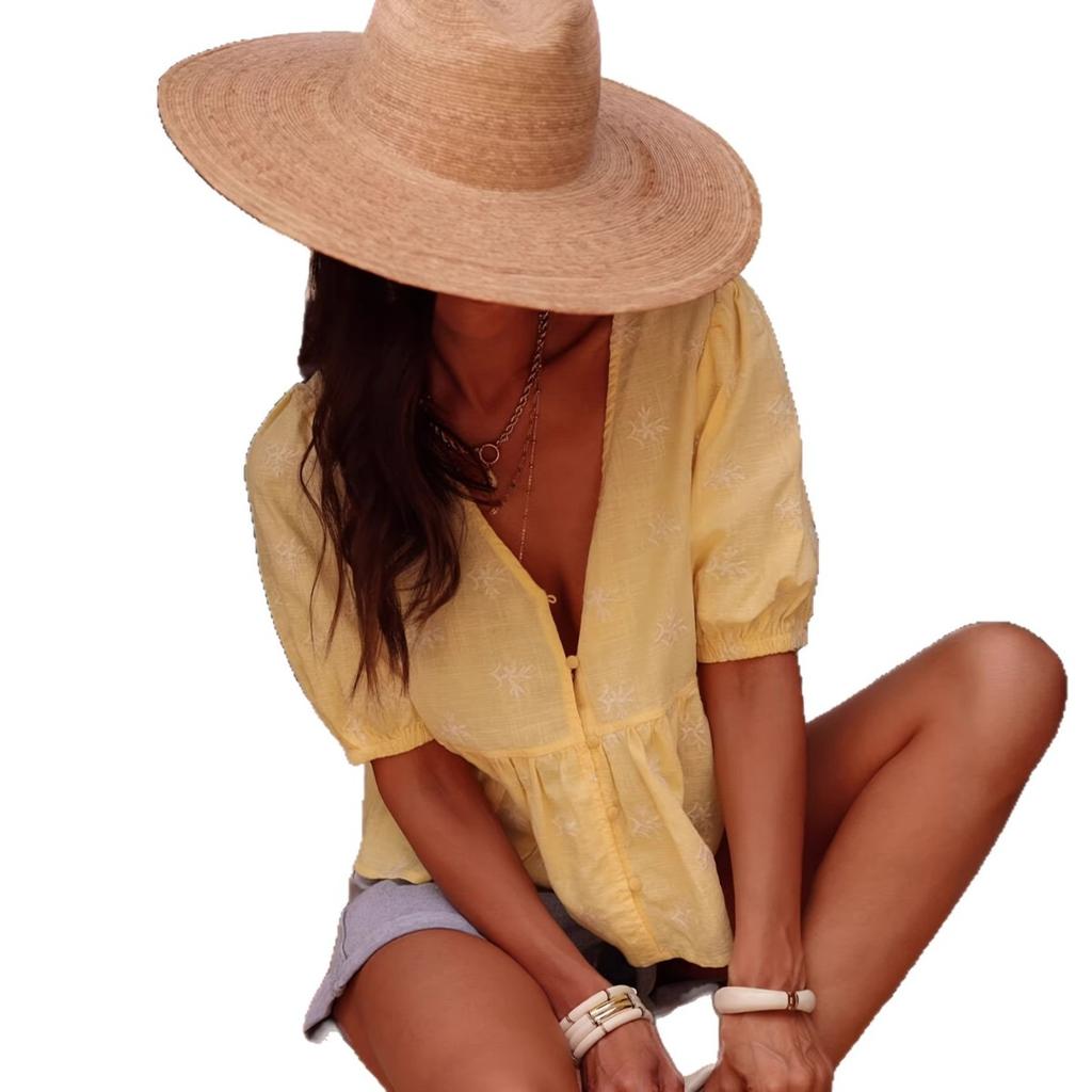 Spring Summer New Elegant Short Sleeve Women's Blouse Shirt for European American