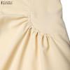 ZANZEA Women Casual Round Neck Solid Color Elegant Short Sleeve Dress