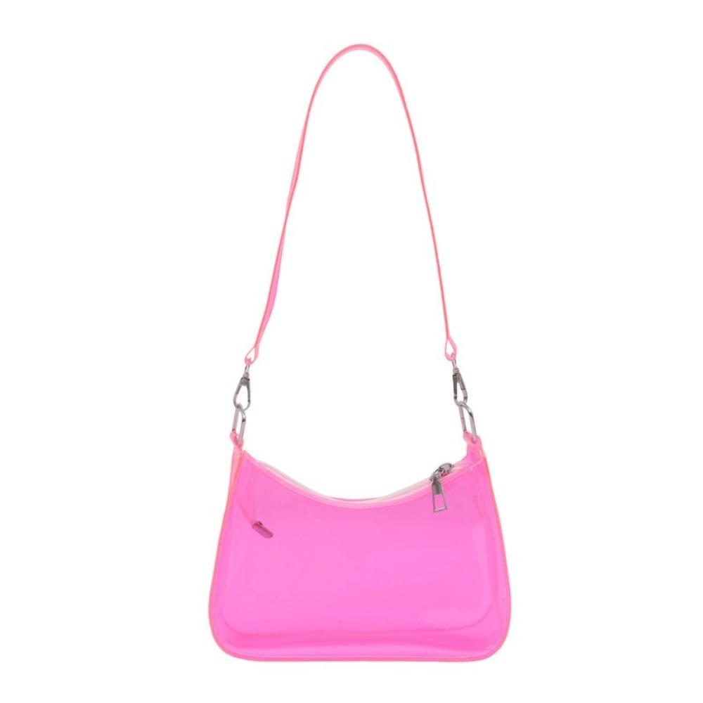 

Jelly Color Crossbody Bag Clear Handbag PVC Transparent Shoulder Bag Water-Sprinkling Festival розовый