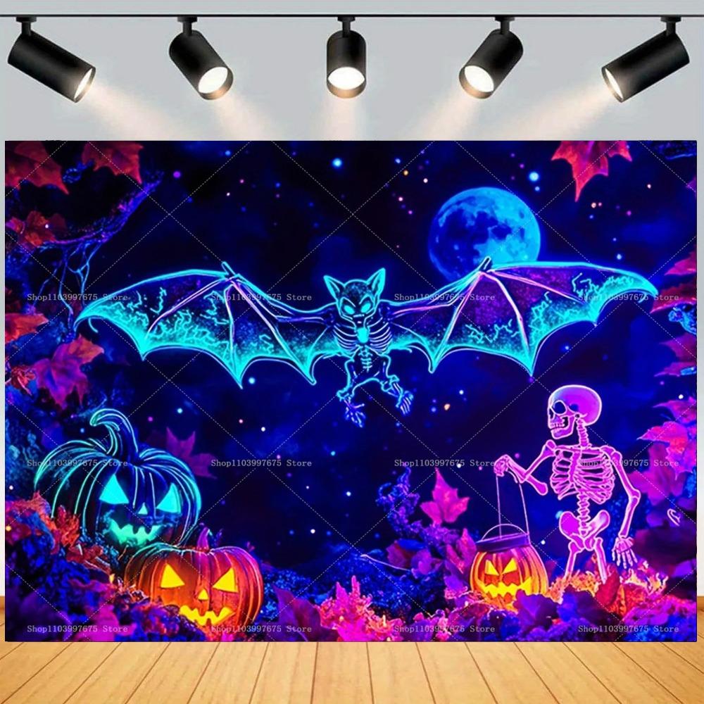 Halloween Pumpkin Bat Ghost Theme Banner Decoration Background, Halloween Party Home Decoration Photography Background Cloth