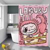 Cute L-labubu Cartoon Shower Curtain Bath Curtain Print Polyester Fabric Waterproof Bathroom Curtains With Hooks Bath Screen