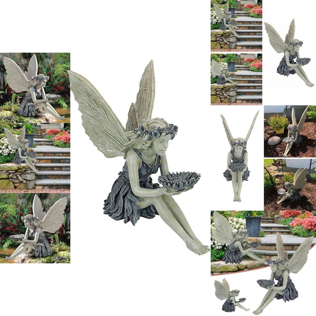 Enchanting Sitting Fairy Garden Statue Crafted From High-quality Durable Resin