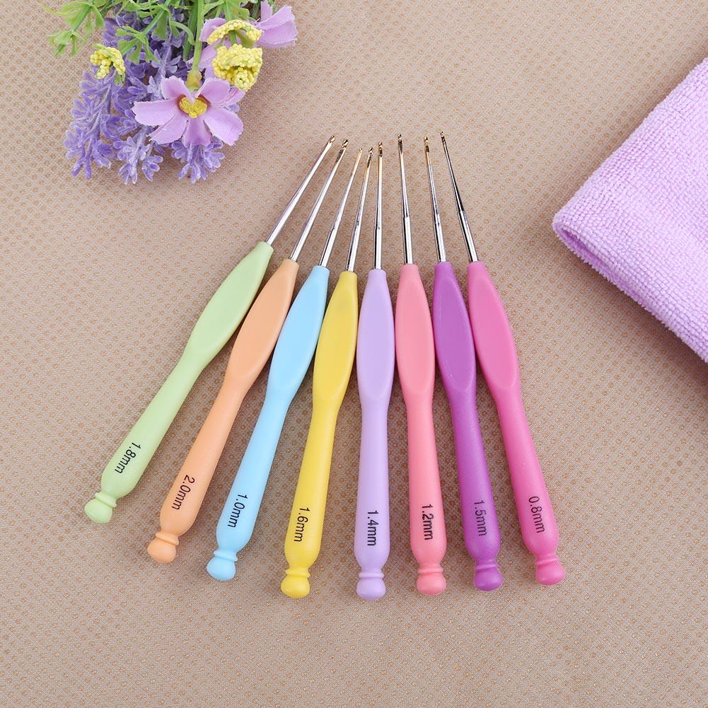 8pcs Stitching Crochet Plastic Ergonomic Handle Aluminum Thread Crochet with Case Size 0.8mm To 2mm Handmade for Arthritic Hands