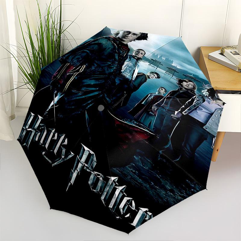 1pc Harry Potter Goblet of Fire Automatic Folding Umbrella - Compact 8-Rib Design, Durable Plastic & Iron1246L