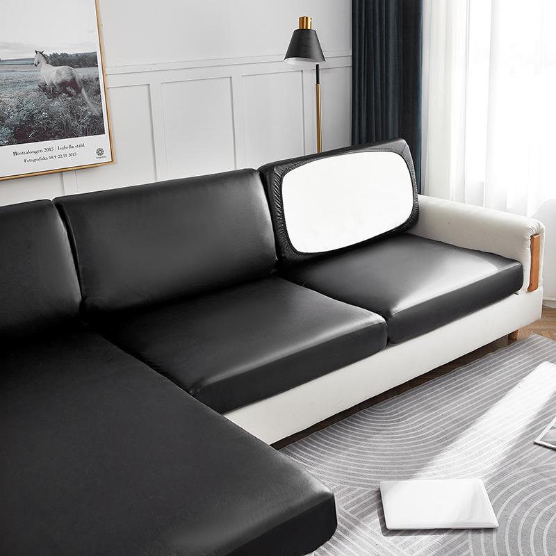 Waterproof Sofa Seat Cushion Cushion Cover For L Shaped 3 Seater Sofa Furniture Family Pu Leather Protector Stretch Washable Removable Slipcovers