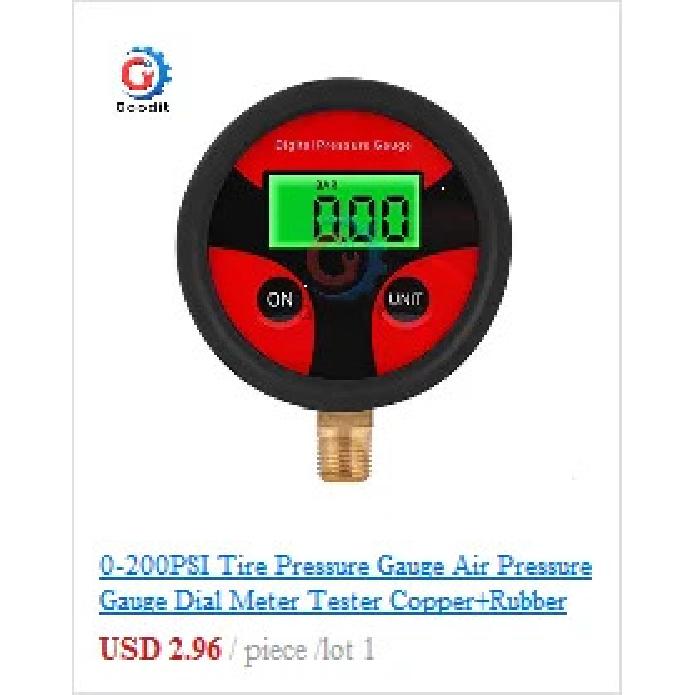 0-200PSI Air Pressure Gauge Dial Meter Tester Copper Rubber Digital Tire Pressure Gauge Tool for Car Truck Bike Auto Car Tyre