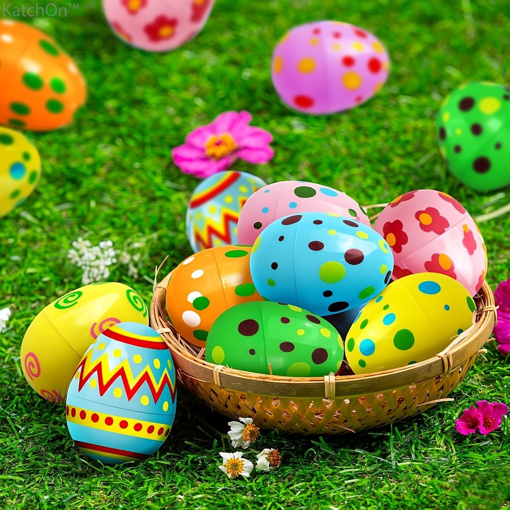 12/24PCS Golden Easter Eggs Plastic Empty Easter Egg Party Yard Game Prizes Supplies Children's Toys DIY Easter Home Decoration