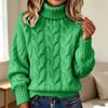 Damen-Strickpullover mit Rollkragen, langen Ärmeln, einfarbig und mit Zopfmuster