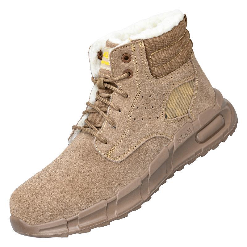 Зимние утепленные защитные ботинки электрика Ударопрочный Устойчивый к проколам Брызгозащищенный Огнестойкий Высокий верх Флисовая подкладка Khaki High-Top Fleece 86009 Kevlar 37 3750₽