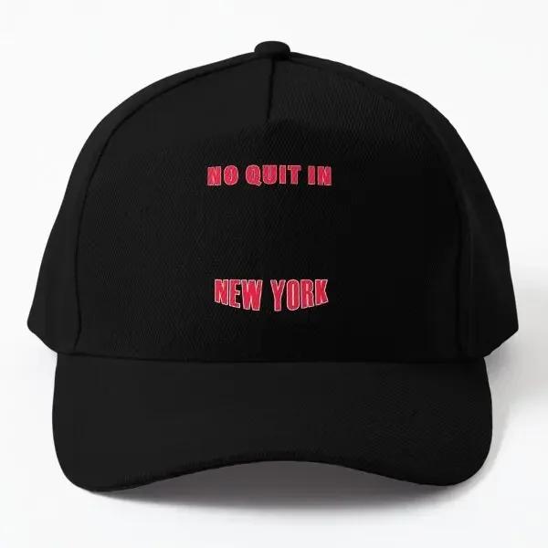No Quit In New York Baseball Cap Hat Unisexs Sport Boys Czapka Fish Summer Solid Color Unisex Casquette Printed Snapback Black Black
