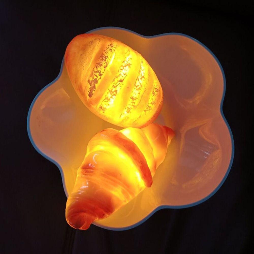 Battery Operated Bread Shaped Lamp Creative LED Bread Lamp Simulation Croissant Light Home Decor
