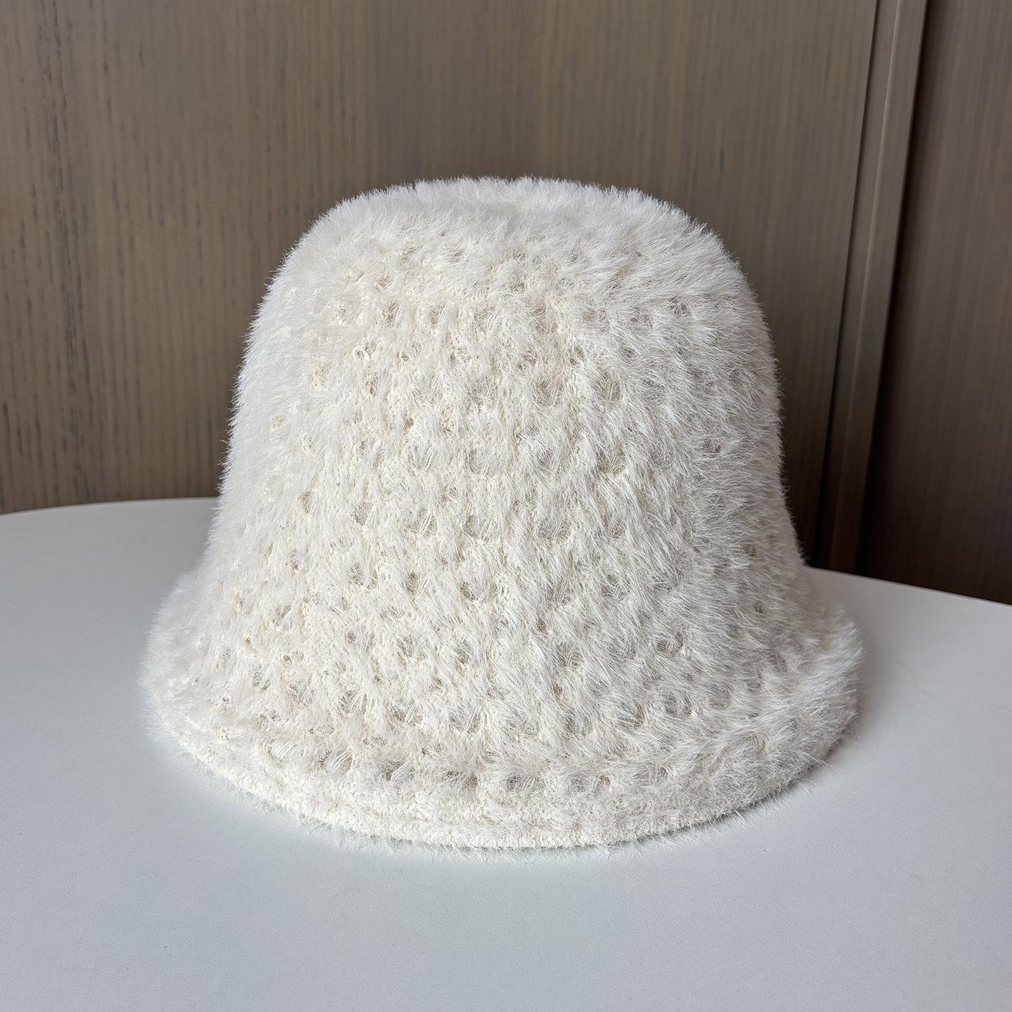 Литературная плюшевая панама-ведро Простой однотонный универсальный утепленный шлем-ведро Женское лицо Маленькая панама-ведро One size