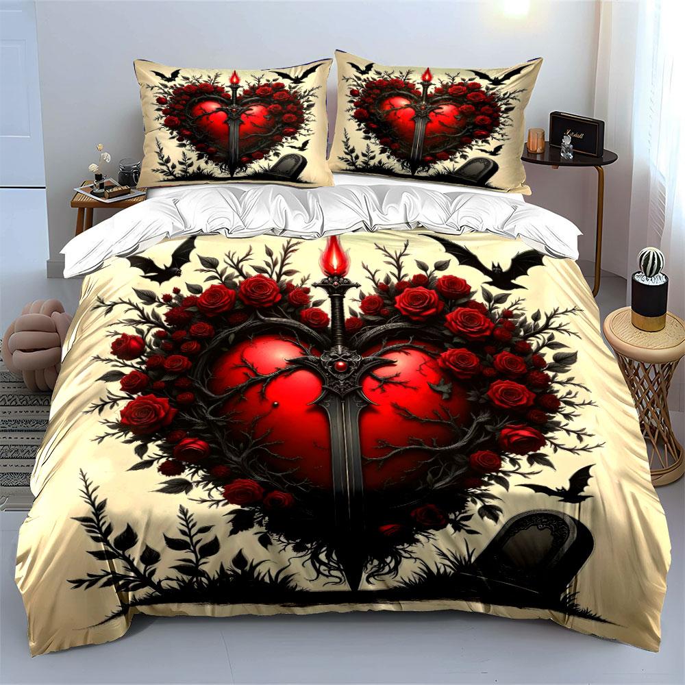 "Enchanted Gothic Heart Elegance" Bedding Sets Duvet Covers Pillowcases(1* Duvet Cover 2* Pillowcases Without Duvet Insert)