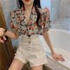 Women's Japanese Floral Print Retro Short Sleeve Shirt - Versatile Korean-Inspired Summer Top