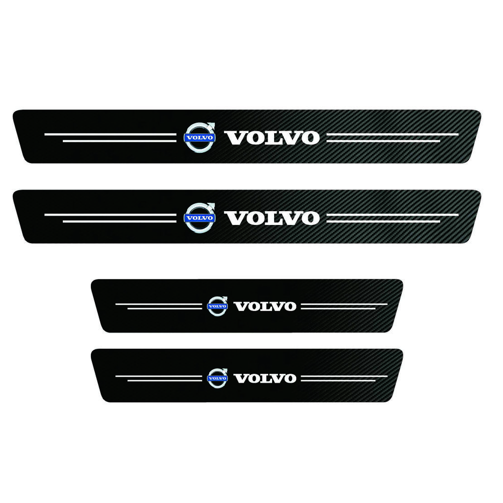 1/4/5Pcs Car Door Sill Scuff Plate Decor Carbon Fiber Stickers For Volvo S80 V70 C30 XC60 S60 XC90 XC40 FH500 V50 V60 V40 FH16 R