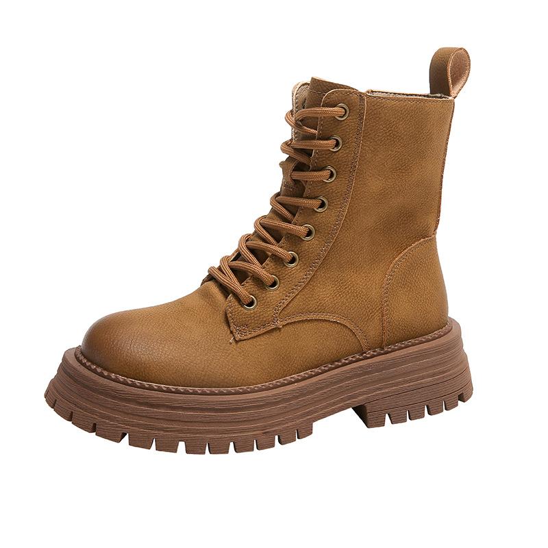 

Классические женские ботинки Martin цвета хаки на толстой подошве 2024 года, новые британские уличные универсальные повседневные короткие ботинки в стиле ретро 35