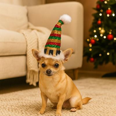Fashion Adjustable Pet Christmas Hat Cute Soft Festive Pet Hat Colorful Comfortable Pet Santa Hat Pet Show