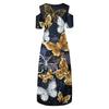Plus Size Women's Short-sleeved Fashion Print -neck Off-shoulder Irregular Hem Dress