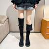 2025 New High-heeled Over-the-knee Boots Women's Thick-soled Small Men Heightened Knight Boots Thick-legged Big Tube Circumference Fat Mm Widened