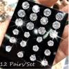 12 Pcs Zircon Earrings Set Briliant Shiny Stud Earrings for Women Simple Pearl Irregular Trendy Jewerly Accessories 2026 New
