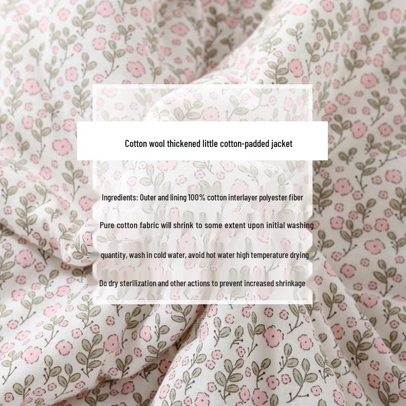 Women's Floral Cotton-Padded Winter Jacket & Pajama Set - Warm and Thick for Indoors or Outdoors