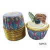 50pcs Bohemian-Print Muffin Cups Aluminium Foil Cupcake Cases Heat Resistant Baking Cup Disposable Cake Pan For Home Kitchen