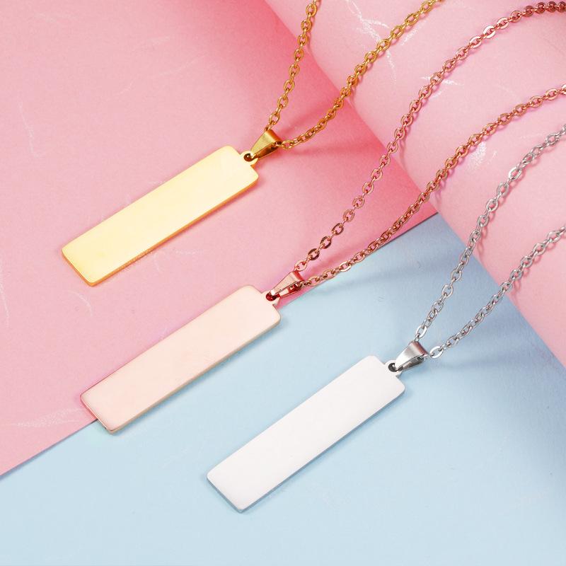 10 Stück Spiegelpolierte Streifen-Anhänger Halsketten 304 Edelstahl-Kabelkette für DIY Individuelle Logo-Schmuckstücke für Damen Herren