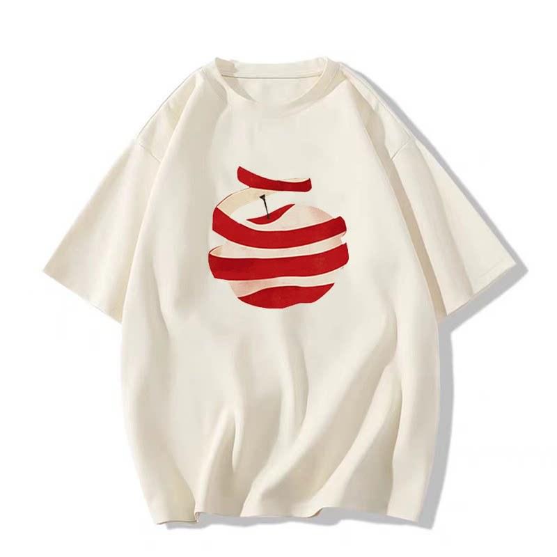 White cotton apple short-sleeved t-shirt women's summer new design sense niche front shoulder loose large size half-sleeved top trendy