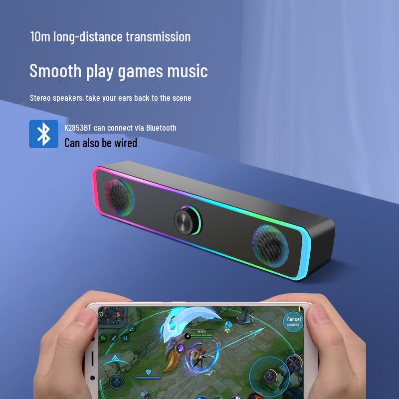 Kompakter Bluetooth-Multi-Device-Lautsprecher mit kabelgebundenem Subwoofer für Desktop, Telefon und Laptop