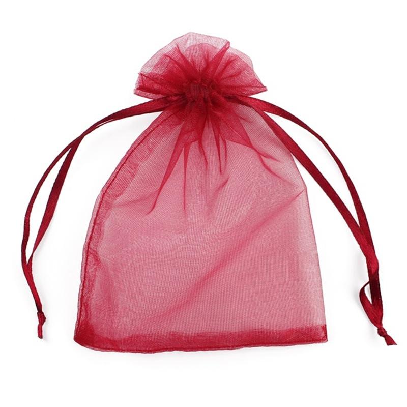 50/100pcs Solid Color Yarn Organza Gift Bags Organza Bag Mesh Wedding Candy Packaging Bag Storage Tulle Fabric Pouches 50%
