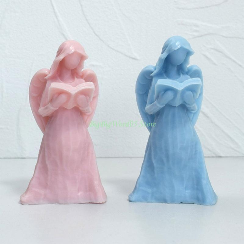 24TE Guardian Holds Book Silicone Mould Little Girl Molds Resin Molds DIY Castings Molds Home Decorations