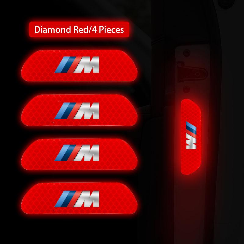 4Pcs Car Reflective Sticker Night Safety Warning Sign Shine Tape For BMW G80 G06 G07 G42 G14 G15 G16 F82 F20 X5 Auto Accessories Cyfp80