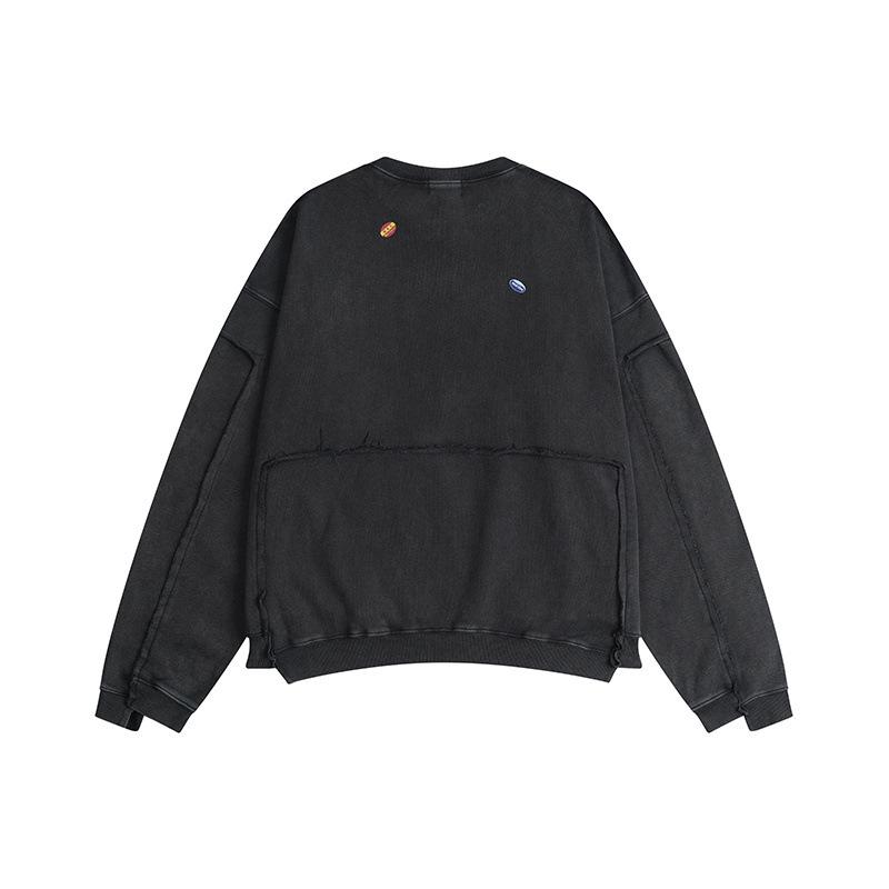 Martine Rose Washed Vintage Slogan Jacket - Trendy Loose Outerwear with Sticker Print and Zipper