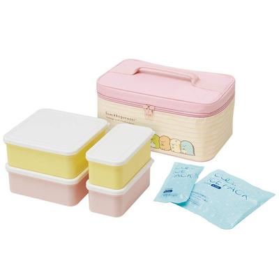 Outdoor Lunch Box with Cooler Bag and Ice Sumikko Made In KCPC4 Pack, Gurashi, Large, Japan,