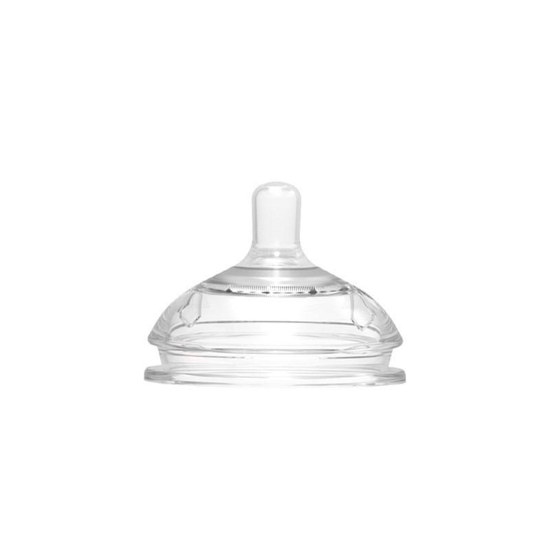 Silicone Wide Mouth Baby Bottle with Anti-Colic Nipple & Rice Cereal Spoon