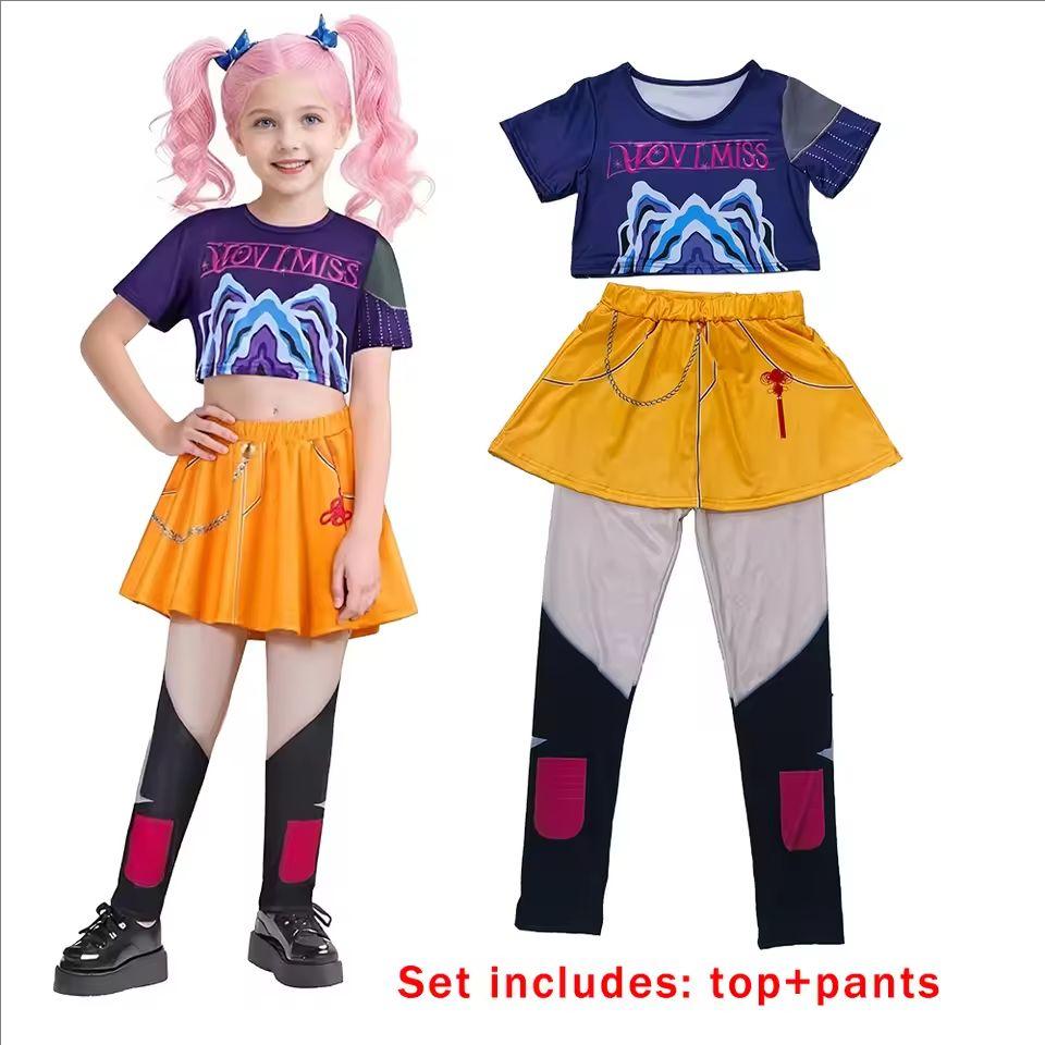 Anime K-Pop Rumi Zoey Demon Hunter Cosplay Kpop Rumi Zoey Mira Cosplay Heldress Barn Jenter Stil Barn Sceneopptredenskostymer