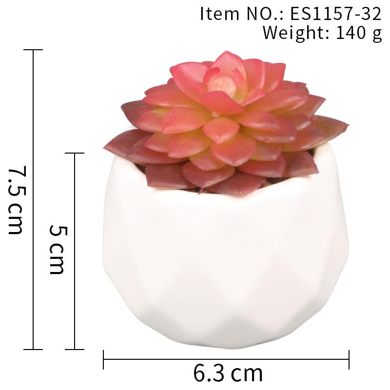 Office Potted Plant Fake Succulent Ceramic Pot Mini Pink Succulent Diamond Cup Potted Plant Second Hair Anti-Drop Potted Plant
