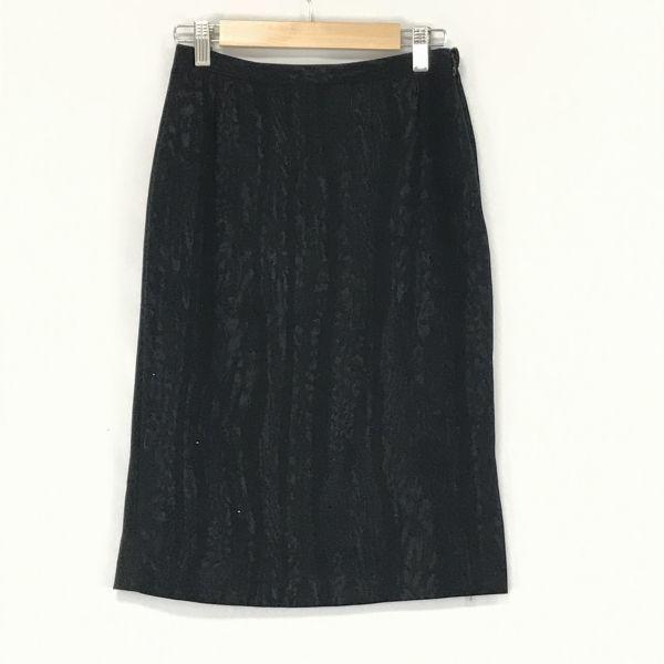 

USED/Made in Japan Itariya Tight Skirt Knee Length Rhinestone 7 S Black All Over Pattern