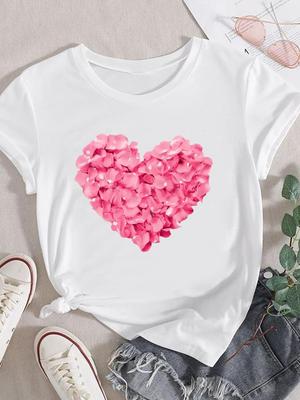 Love Heart Cartoon Trend Short Sleeve Clothing Fashion O-neck T Shirt Graphic T-shirts For Women 3D Print Tee Top Woman Clothes