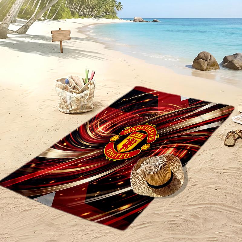 Manchester United Bedrucktes Strandtuch Schnelltrocknend Weiches Handtuch Tragbare Große Rechteckige Stranddecke für Reisen Schwimmbad