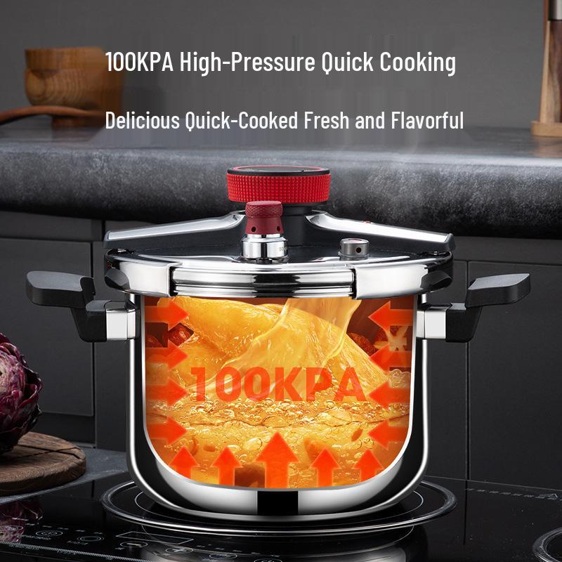 304 Stainless Steel Household Pressure Cooker, Explosion-Proof, Compatible with Induction & Gas Stoves, 4L & 6L, Serves 3-4 People
