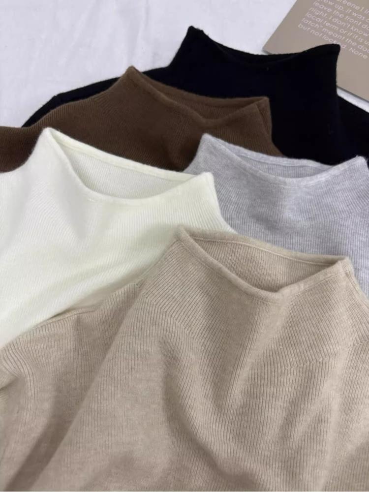 Casual Turtleneck Knitted Long-sleeved Base Shirt Women's Winter Autumn Solid Slim Warm Sweater Korean Version Simple Tops Underwear