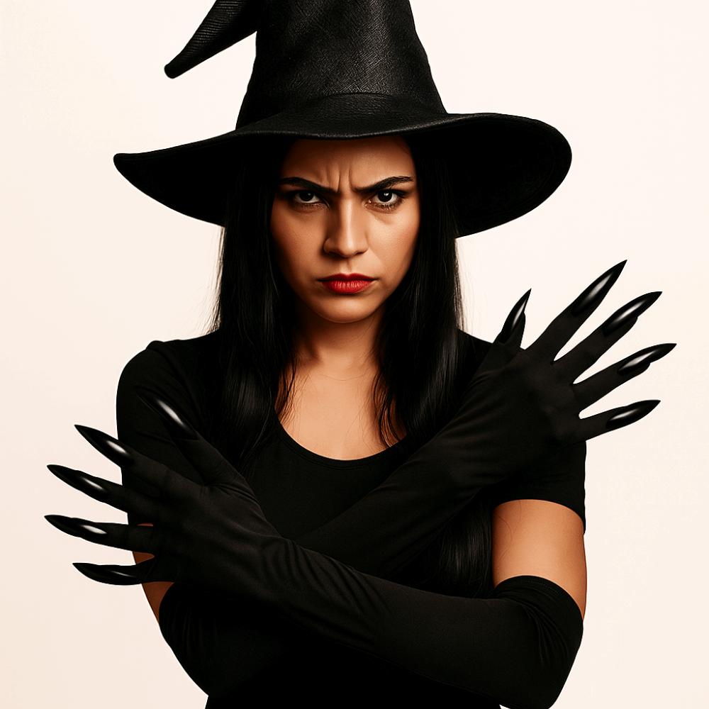 Black Ghost Cat Demon Paw Gloves Full Finger Women Long Mittens  Cosplay