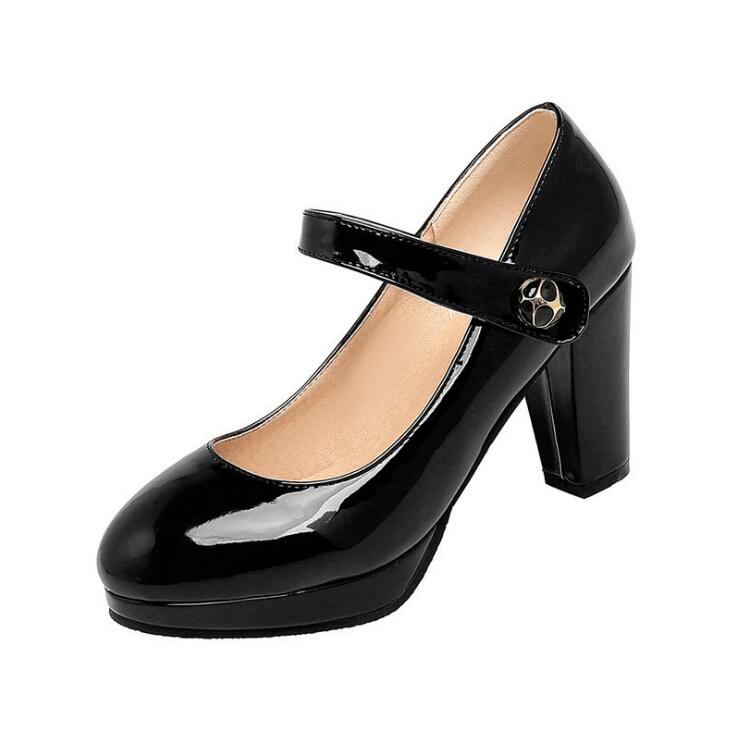 Women Pumps Girls' Shoes Platform High Heels Mary Jane Shoes Lolita High Heels Shallow Round Toe Office Party Wedding Footwear