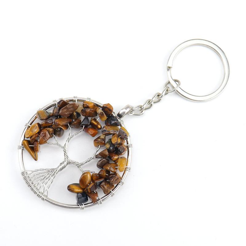 Natural Gravel Crystal Root Tree Tree Of Life Pendant Keychain Bag Pendant Keychain K04