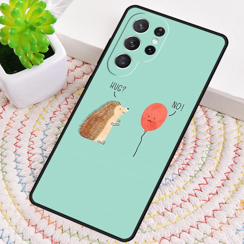 Hedgehog and Balloon Silicone Phone Case For Samsung Galaxy Note 10 Pro S26 S25 S24 S23 S22 S21 Plus S25Ultra Capa Cover