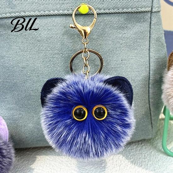 Dekorativer Rucksackanhänger Plüschkatze Ball Schlüsselanhänger, Flauschiges Kätzchen Pompon Tasche Anhänger, Schlüsselanhänger mit Anhänger Metall Karabinerverschluss, Rucksäcke Schlüssel Zubehör