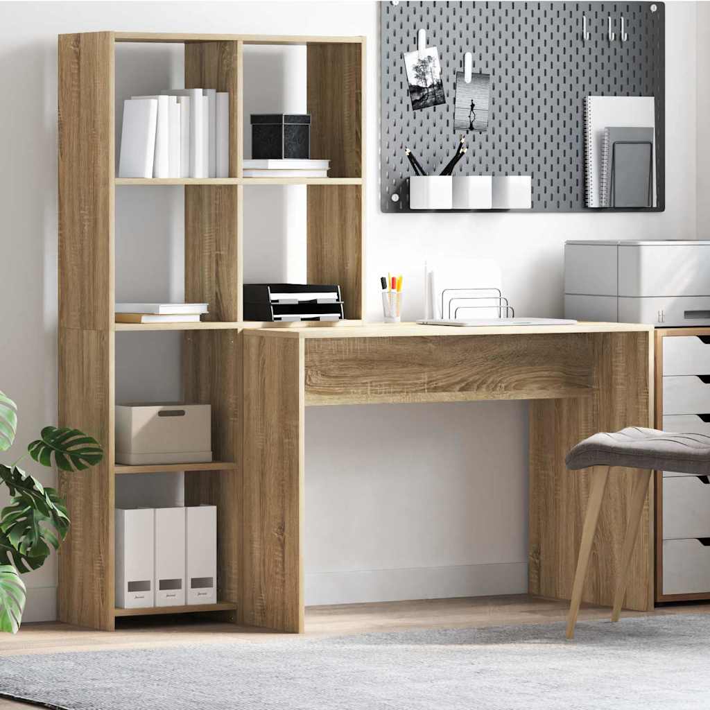 Desk Sonoma Oak Finish 138.5 x 55 x 143 cm Particleboard