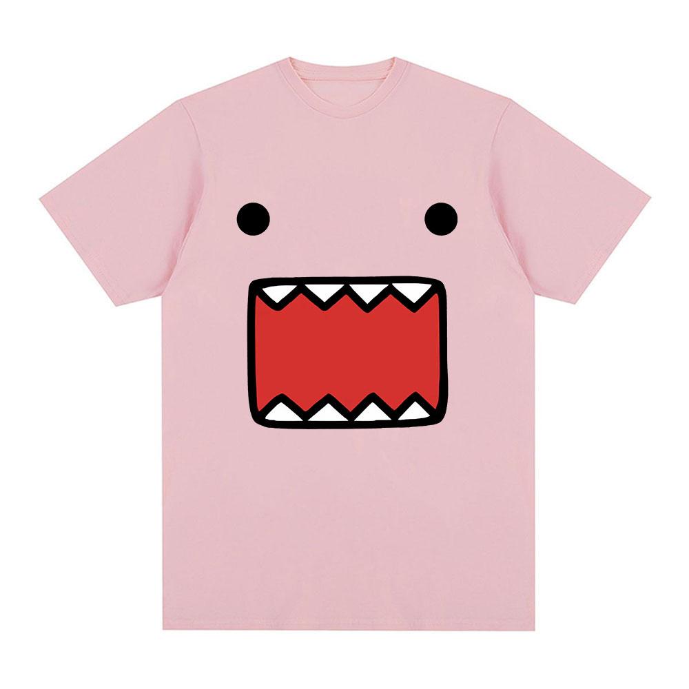 T-shirt Grafiche Viso Bambola Domo Kun Unisex Donna Cotone Casual Magliette Girocollo Manica Corta T-shirt Oversize Harajuku Streetwear